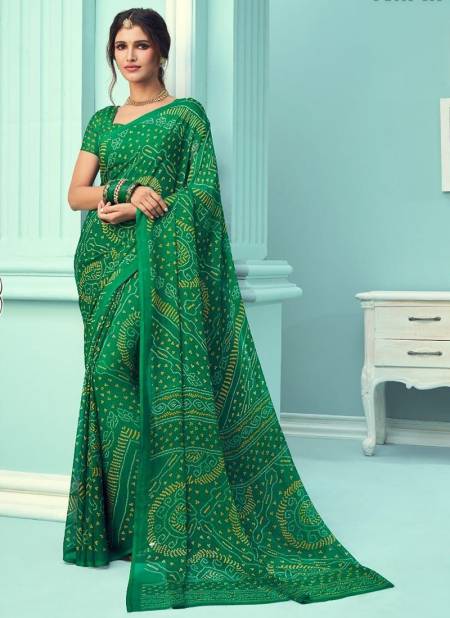 Dark Green Colour STAR CHIFFON 67TH EDITION Ruchi New daily Wear Chiffon Bandhni Saree Collection 12804 A